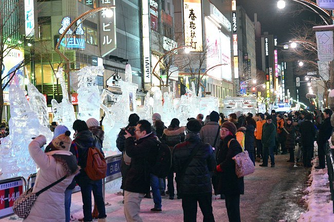 City Walk at Sapporo Snow Festival, Hokkaido