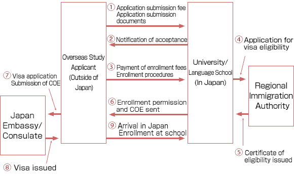 Student Visa application flow chart.