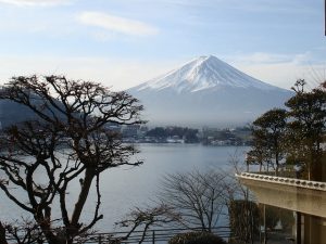 Mount Fuji covered with snow
