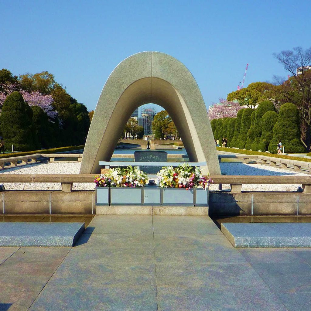 Memorial Cenotaph in Hiroshima`s Peach Memorial Park