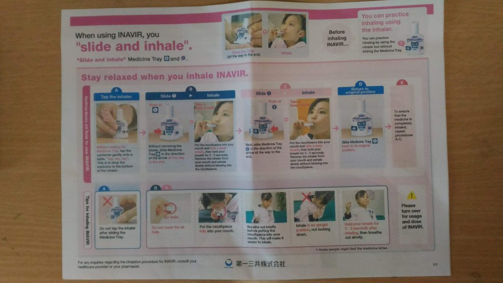 Flu medecine instruction