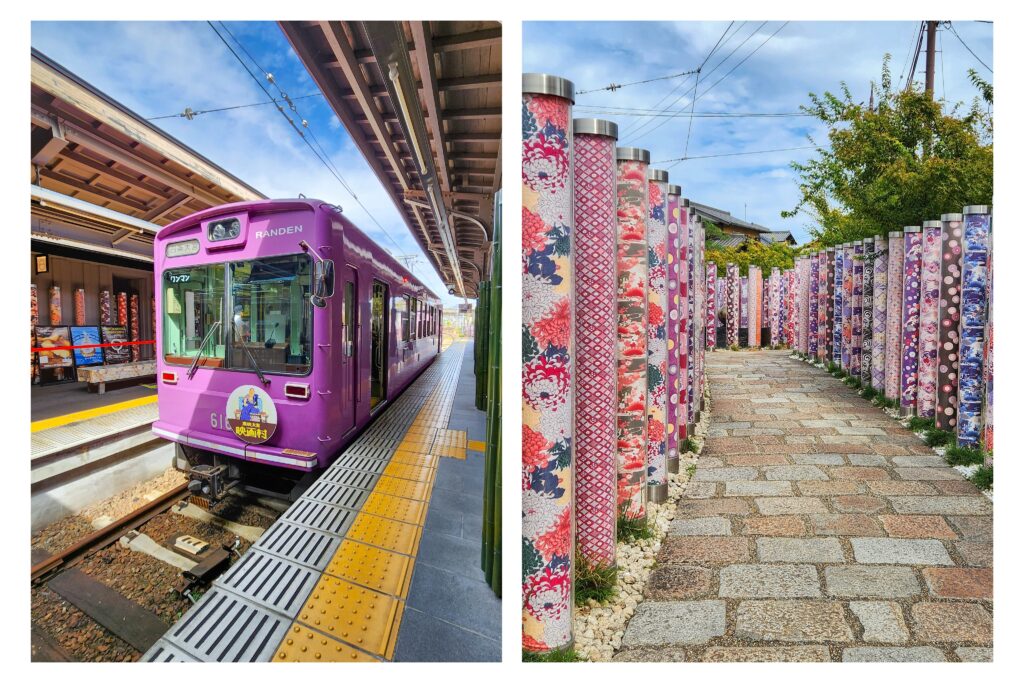 Randen Train and Kimono Forest Display in Kyoto