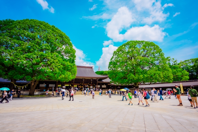 The Meiji Shrine offers tranquility amid the bustling streets of Harajuku.