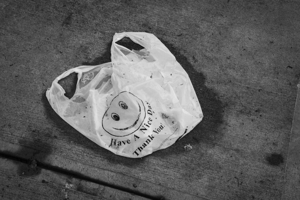 A plastic bag with a smiley face and the text "Have A Nice Day."