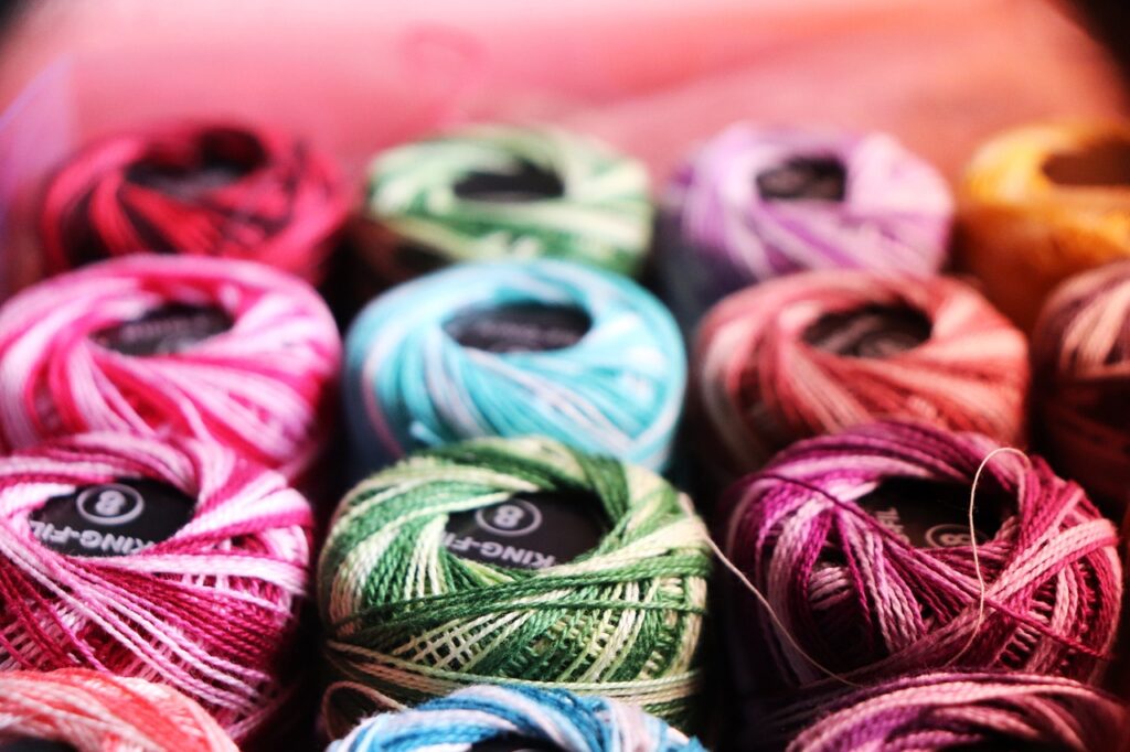 Colorful yarn for crafting at The Asoboard DIY workshop 