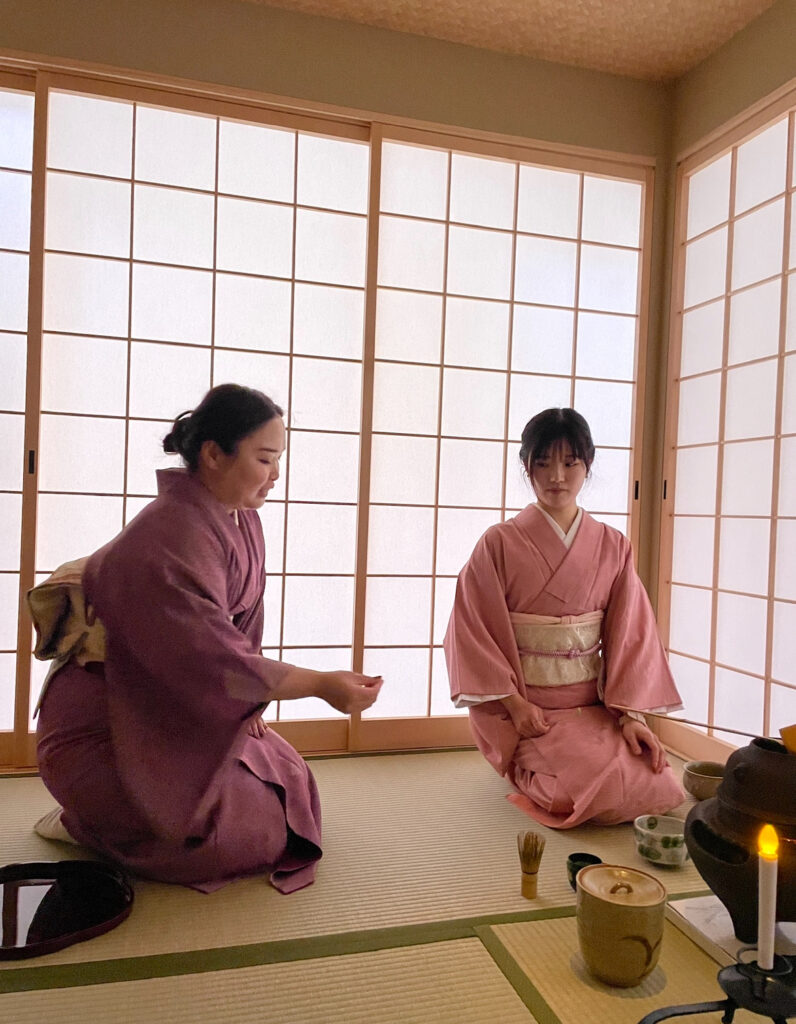 Participating in Japanese tea ceremony