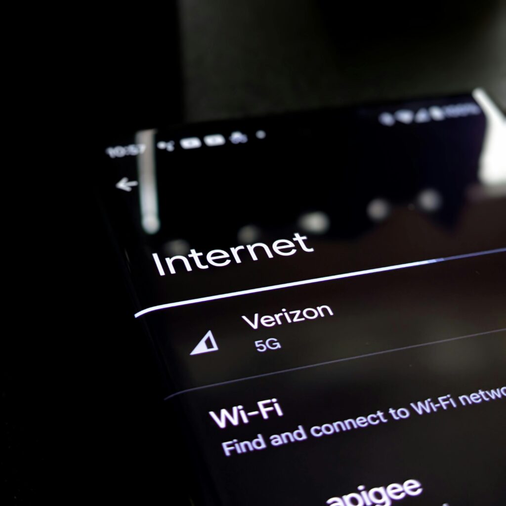 Smartphone showing active 5G SIM connection