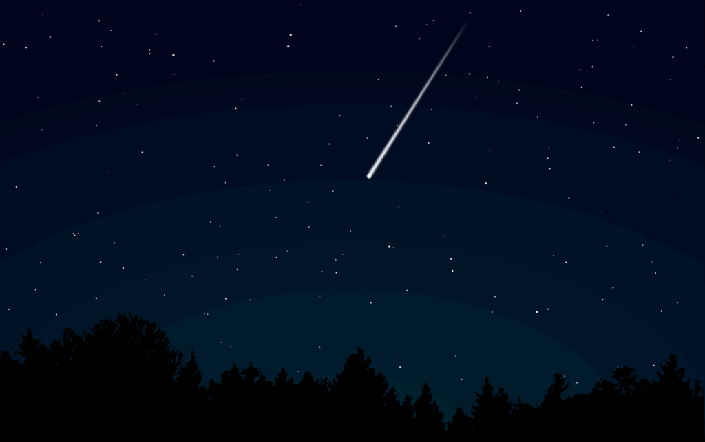 Shooting star above a forest during Tanabata, part of Osaka Summer Festivals