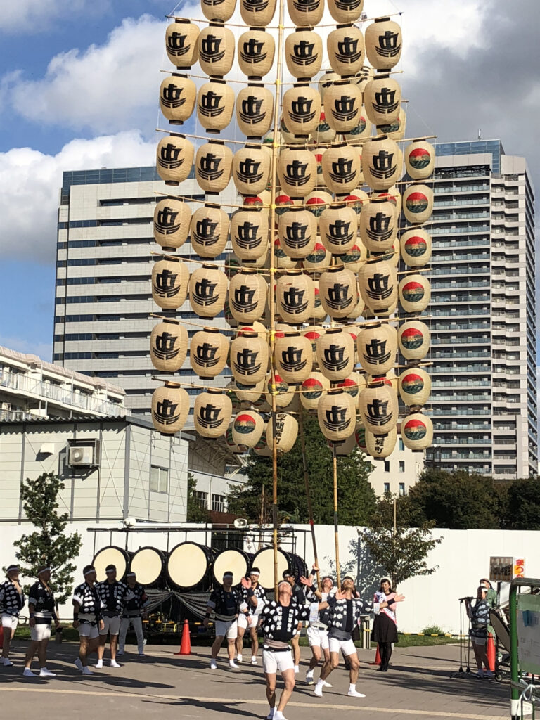 Local festival taking place outside Nakano city offices.