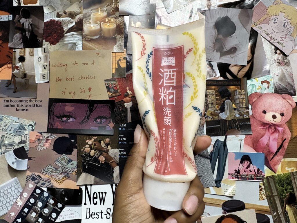 Keana Rice Pack pouch held in hand, showing 100 percent Japanese rice mask packaging