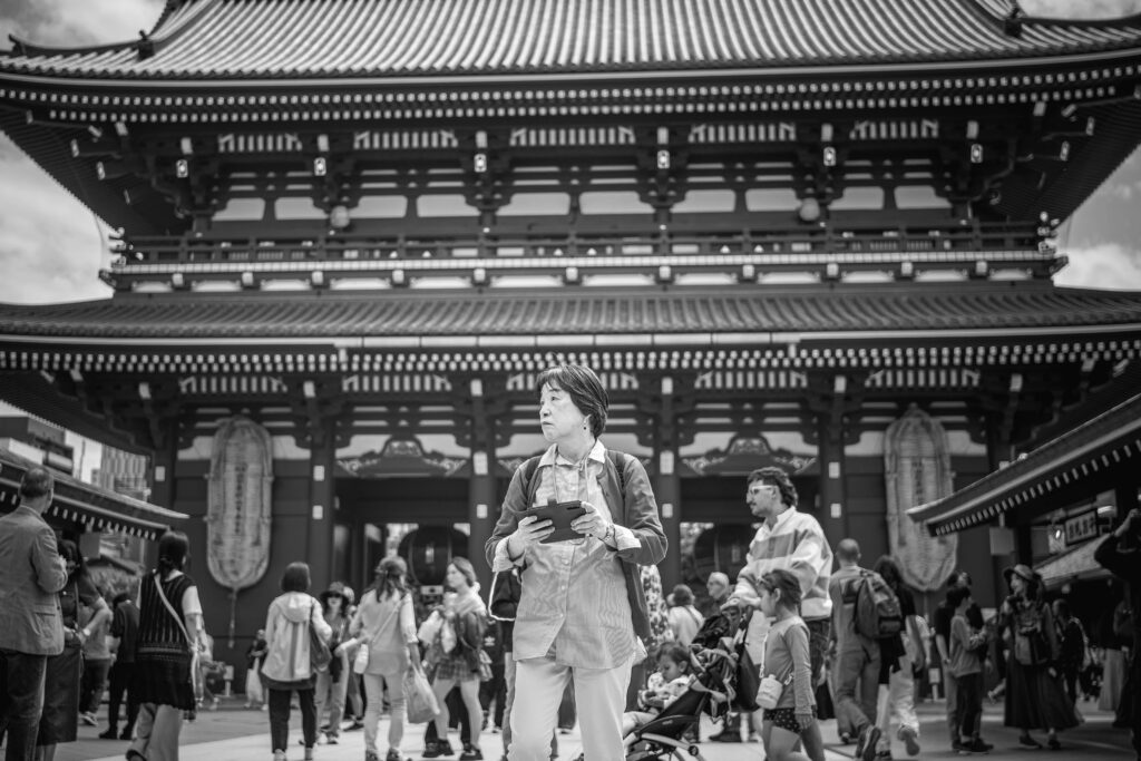 The historic Kaminarimon gate in Asakusa, one of the few places in Tokyo that still resembles Edo-era Japan.