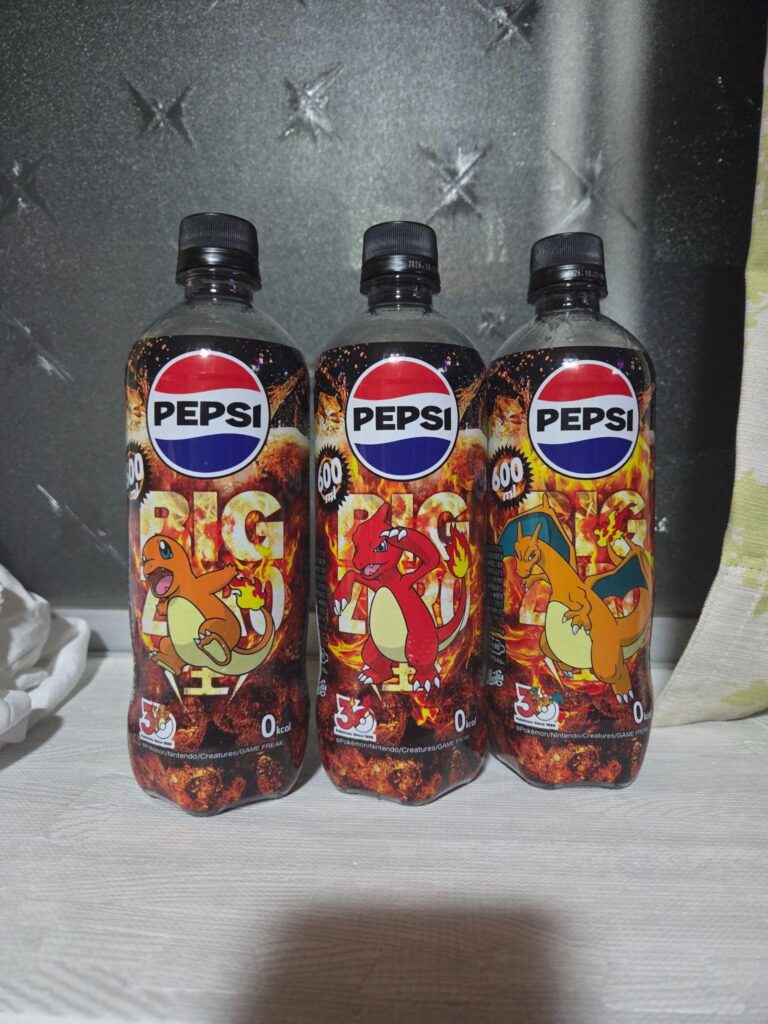 Limited-edition Pepsi BIG ZERO Pokémon bottles featuring Charmander, Charmeleon, and Charizard
