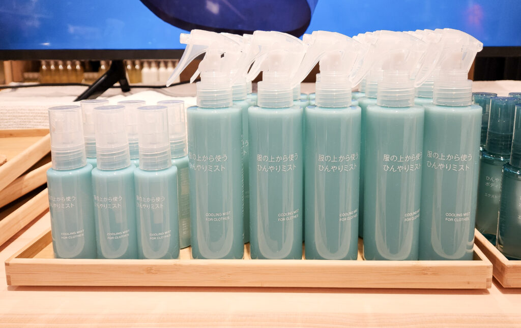 MUJI Cooling Mist for Clothes designed to cool clothing with menthol whenever sweat or a breeze activates the formula.