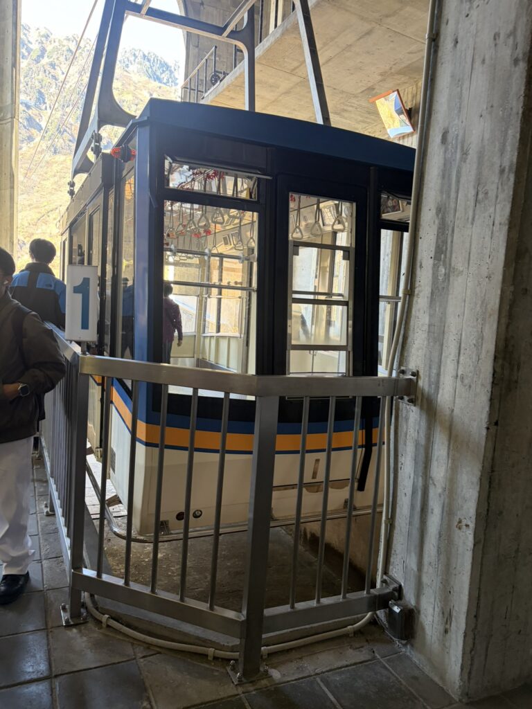Tateyama Cable Car at the station, one of the unique transportation systems used to explore the Tateyama Kurobe Alpine Route in Japan.